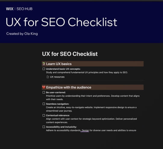 UX for SEO Checklist